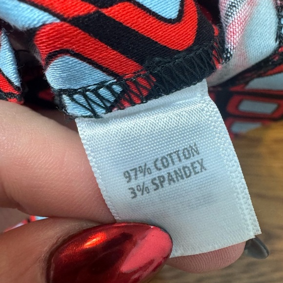 St. John Collection Red Blue Lattice Geometric Print Skinny Leg Ankle Pants 2 - Picture 9 of 15